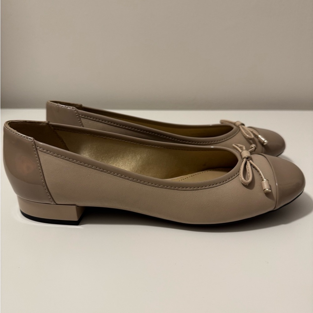 Geox Tan Flats with Bow Detail and Low Heel